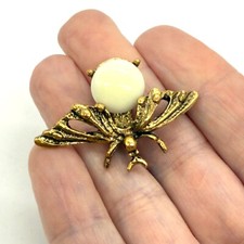 Vintage Bug Brooch Milk Glass