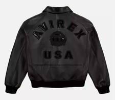 Men Avirex Black Real Bomber