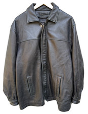 Wilson's Giacca da Studio Pelle Pelle Uomo Grande Nera Full Zip e Snap