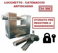 LUCCHETTO IN ACCIAIO TEMPRATO CORAZZATO ANTISCASSO CATENACCIO PER CANCELLO