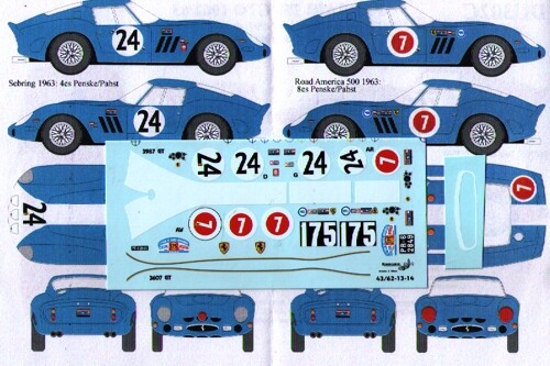 Decal ferrari 250 gto - 1/43, '62