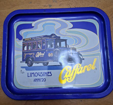 VASSOIO PUBBLICITARIO IN LATTA CAFFAREL LIMOUSINES ANNI 20 MISURA 30 X 25 CM