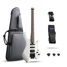 ? Donner NHL-500 Chitarra Elettrica Senza Testa con Borsa Gig H-S-S Corpo Solido | Bianco