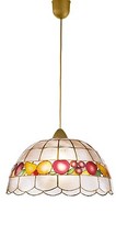 WADE LAMPADARIO SOSPENSIONE CON VETRO TIFFANY MADRE PERLA DECORATO CON FRUTTA