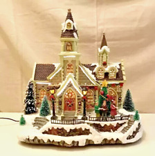 Splendido Grande Villaggio Natalizio Decorazione Chiesa Illuminato - Ottime Condizioni