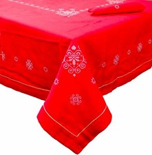 Elite Centrotavola Natalizio 90x90 cm con Ricamo a Punto Croce Rosso - 12321-2R