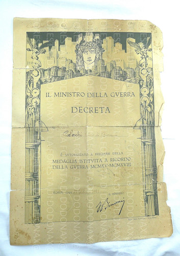 Diploma militare ww1 prima - militare,