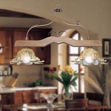  lampadario bilanciere RUSTICO ferro battuto CERAMICA e LEGNO cucina taverna 