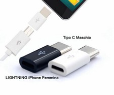 Adattatore adapter da 8 PIN IPHONE FEMMINA a Type Tipo C cavo Maschio