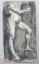 “Nudo Maschile In Piedi “Carboncino Ferruccio Locatelli 71 × 39 Cm