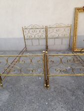 COPPIA LETTI OTTONE A RICCIOLI - O MATRIMONIALE - DISEGNO '800 MA EPOCA 1960