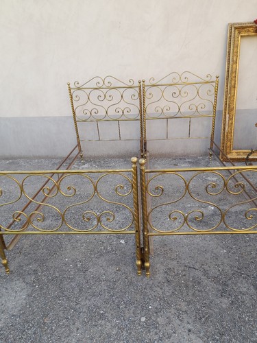 Coppia letti ottone - ottone, riccioli