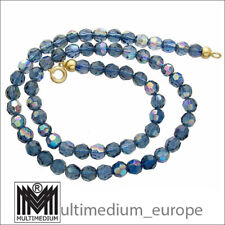Collana in vetro Art Decò anni 30 50 blu molato stile Ikora glass
