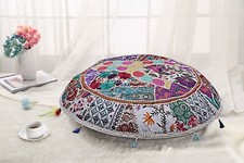 Cuscino da pavimento patchwork poggiapiedi 22 in bianco bohemien vintage pouf cuscino