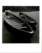 GA114 Original Photo WOODEN ROW BOAT Tied Up on Shore Venice Italy Docks View
