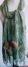 Sage Green Fringe Scarf with
