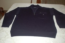 Navigare, Pullover Uomo, Blu, Zip. 55% lana merinos 45% Acrilico, Tg L, Usato