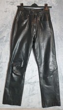 Pantalone Raberg Nero Vera Pelle W28 L31 Dritto Rocker Moto Festival 