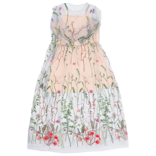 Abito lungo tulle ricamato - ,