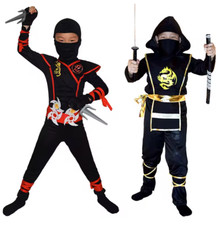 Costume Ninja Bambini Ragazzi Ragazza Vestire Fantasia Gioco di Ruolo Set Halloween Festa Bambino