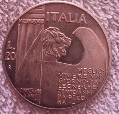 Moneta lire 1943 benito - 20,
