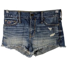 Hollister Cut Off Jean Shorts Distressed Denim Pants Size 3 w 26 (29x2.5)