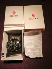 Orologio uomo quarzo DIOUCE, militare nero, nuovo