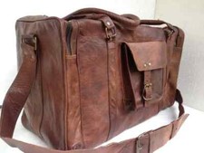 Borsone uomo nuovo in pelle grande vintage viaggio palestra weekend notte ori...