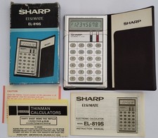Calcolatrice Sharp EL-819 vintage in scatola con custodia e manuale ottime condizioni - FUNZIONANTE!
