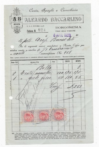 Fattura borgosesia carta - borgosesia,