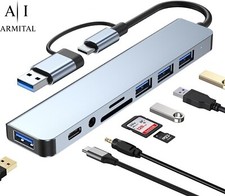 Hub USB-C 8 in 2 Docking Station Adattatore per MacBook PC –Usb3.0/3.1 SD Audio