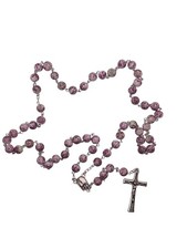 🌟 Rosario in Vetro Rosa con Dettagli in Metallo – Realizzato a Mano in Italia