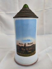 Boccale birra in ceramica decorata coperchio peltro – stile tedesco (BN04)