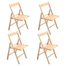 [2, 4 o 6] Sedia Pieghevole Slim Legno Faggio NATURALE Salvaspazio Richiudibile
