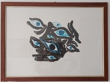 Gli "OCCHI" BELLISSIMA litografia su carta  di Virgilio Guidi  CON CORNICE.