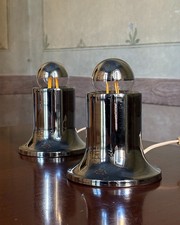 Coppia lampade da tavolo vintage cromate anni 60, space age Made in Italy