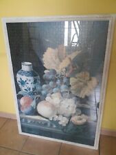 quadro puzzle natura morta con cornice in legno bianco cm 119*75 arredo casa