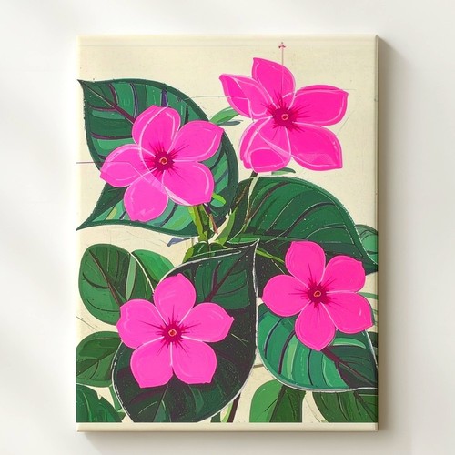 Tela floreale rosa stilizzata
