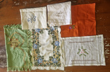 LOTTO 6 CENTRI RICAMATI CENTRO CENTRINO RICAMI SU TESSUTO BIANCHERIA ANTICO 