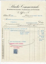 Fattura Milano Studio Commerciale Rappresentanze Nazionali Estere 1929 QX1044