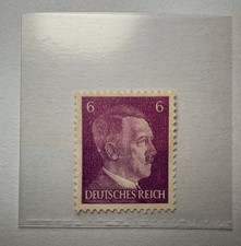 Francobollo Impero tedesco Adolf Hitler 6 Pfennig autentico senza timbro viola