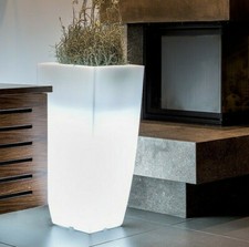 Vaso Quadrato Luminoso 33xh70/39xh90cm Esterno/Interno in Resina LED Batteria
