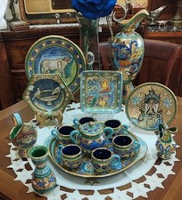 Lotto 16 PZ+2 Omaggi Stile Bizantino Ceramica Artistica Deruta In Oro Zecchino 