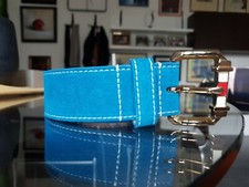 DSQUARED2 Cintura. Oro - Pelle scamosciata Turchese TG M/ Belt Turquoise suede