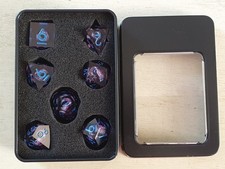 GDR RPG BOX SET DADI POLIEDRICI 7PZ CRYSTAL BLU CON SFERA INTERNA