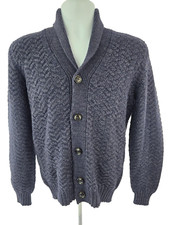 Maglione Drumohr 100% Lana Merino Spessa Grossa Maglia Cavo Blu 48 S Italia $695
