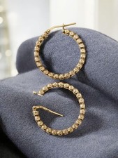 Orecchini Cerchio Placcati Oro Giallo – Argento 925 con Sfere Lapidate