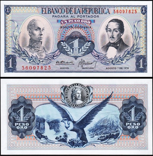 Colombia peso oro 1974 unc - 1,