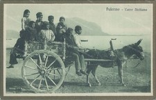 ct448 cartolina palermo carro siciliano