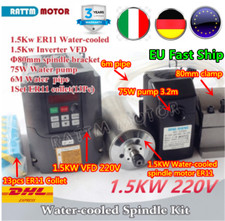 CNC 1.5KW Spindle Motor Water cooled ER11+ VFD inverter +80MM clamp+POMPA+Collet